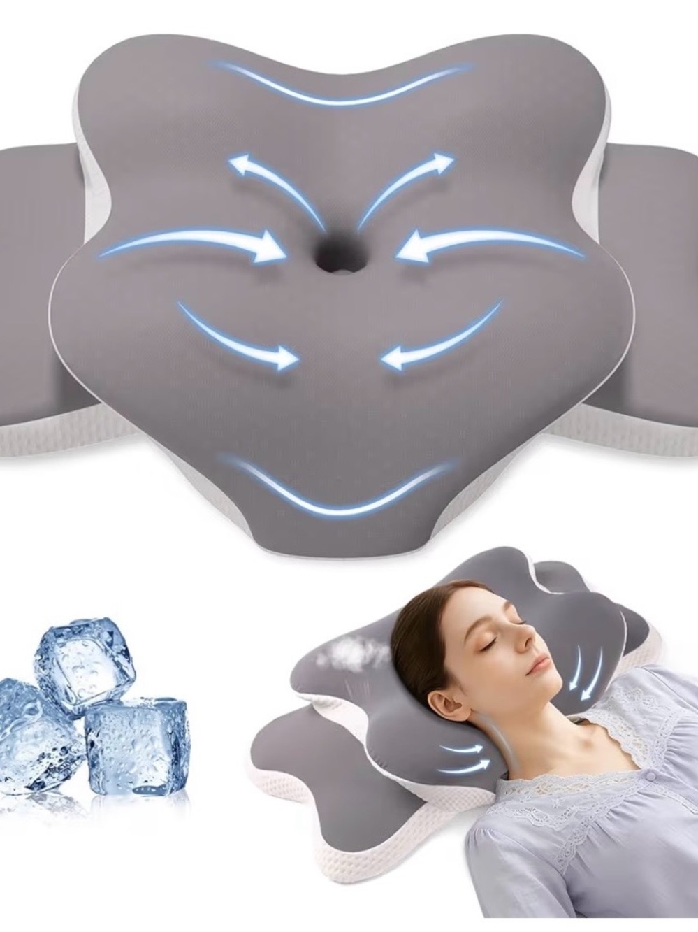 Ergobaby Cooling Gray Contoured Sleep Pillow